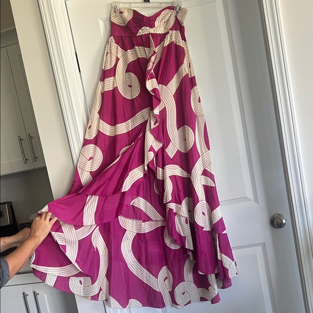 Diane Von Furstenberg Strapless Pink and Cream Dress